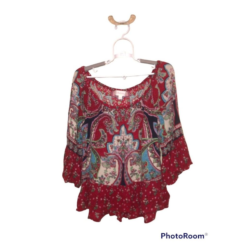 Altar'd State Peplum Top Women's Small Boho Paisley Print Multicolor Festival